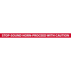 Adhesive Backed Floor Signs; Message Type: Traffic Control; Message/Graphic: Message Only; Message or Graphic: Message Only; Legend: STOP SOUND HORN PROCEED WITH CAUTION; Material: Vinyl; Legend Color: White; Color: Red, White; Shape: Rectangle