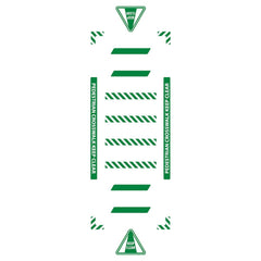 Adhesive Backed Floor Signs; Message Type: Traffic Control; Message/Graphic: Message & Graphic; Message or Graphic: Message & Graphic; Legend: PEDESTRIAN CROSSWALK KEEP CLEAR; Material: Vinyl; Legend Color: White; Color: White, Green; Shape: Rectangle