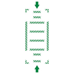 Adhesive Backed Floor Signs; Message Type: Traffic Control; Message/Graphic: Graphic Only; Message or Graphic: Graphic Only; Legend: Arrow Graphic; Material: Vinyl; Legend Color: Green; Color: White, Green; Shape: Rectangle