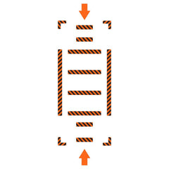 Adhesive Backed Floor Signs; Message Type: Traffic Control; Message/Graphic: Graphic Only; Message or Graphic: Graphic Only; Legend: Arrow Graphic; Material: Vinyl; Legend Color: Orange; Color: Black, Orange; Shape: Rectangle