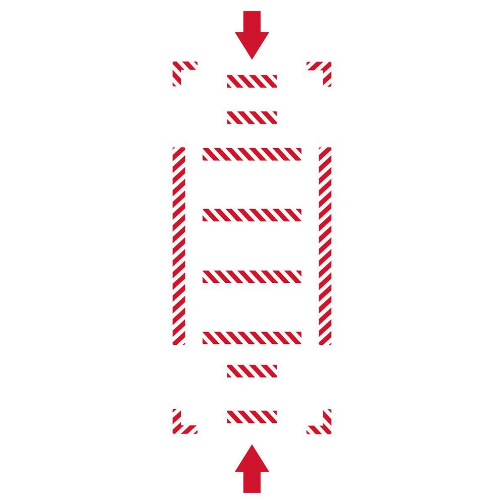 Adhesive Backed Floor Signs; Message Type: Traffic Control; Message/Graphic: Graphic Only; Message or Graphic: Graphic Only; Legend: Arrow Graphic; Material: Vinyl; Legend Color: Red; Color: Red, White; Shape: Rectangle