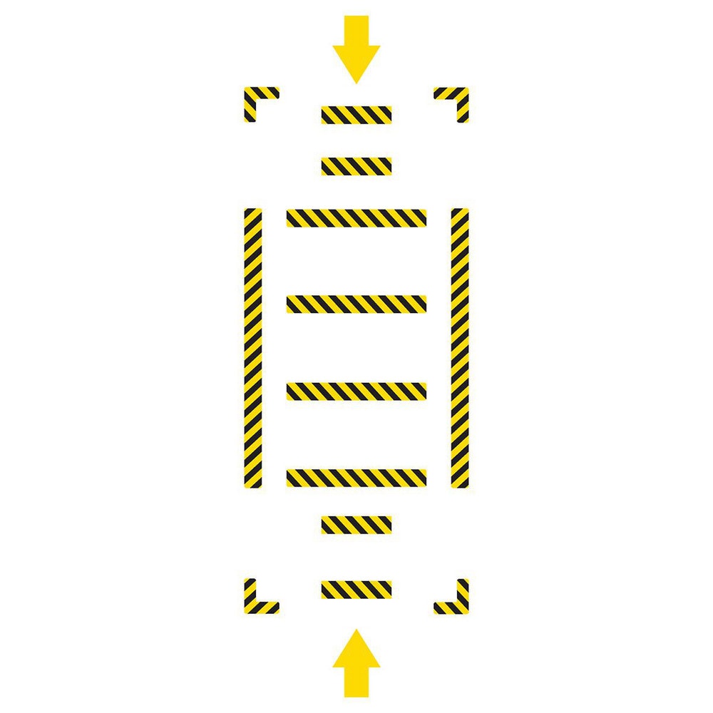 Adhesive Backed Floor Signs; Message Type: Traffic Control; Message/Graphic: Graphic Only; Message or Graphic: Graphic Only; Legend: Arrow Graphic; Material: Vinyl; Legend Color: Yellow; Color: Yellow, Black; Shape: Rectangle