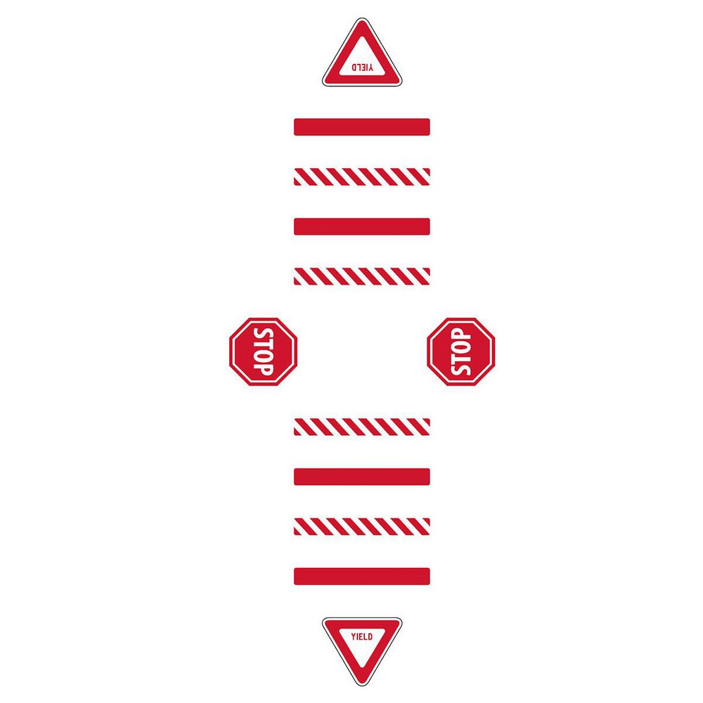 Adhesive Backed Floor Signs; Message Type: Traffic Control; Message/Graphic: Message & Graphic; Message or Graphic: Message & Graphic; Legend: STOP YIELD; Material: Vinyl; Legend Color: White; Color: Red, White; Shape: Rectangle