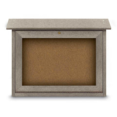 Enclosed Bulletin Board: 24" Wide, 18" High, Cork, Tan