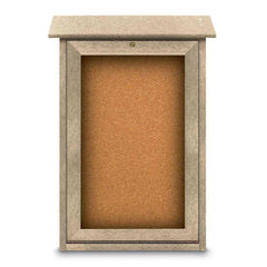 Enclosed Cork Bulletin Board: 18" Wide, 29" High, Cork, Natural Tan