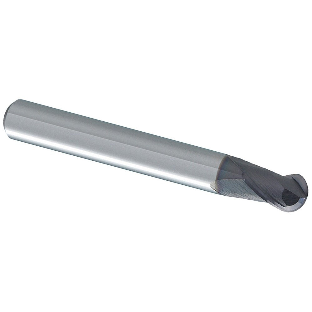 Ball End Mill: 1.00 mm Dia, 1.00 mm LOC, 2 Flute, Solid Carbide