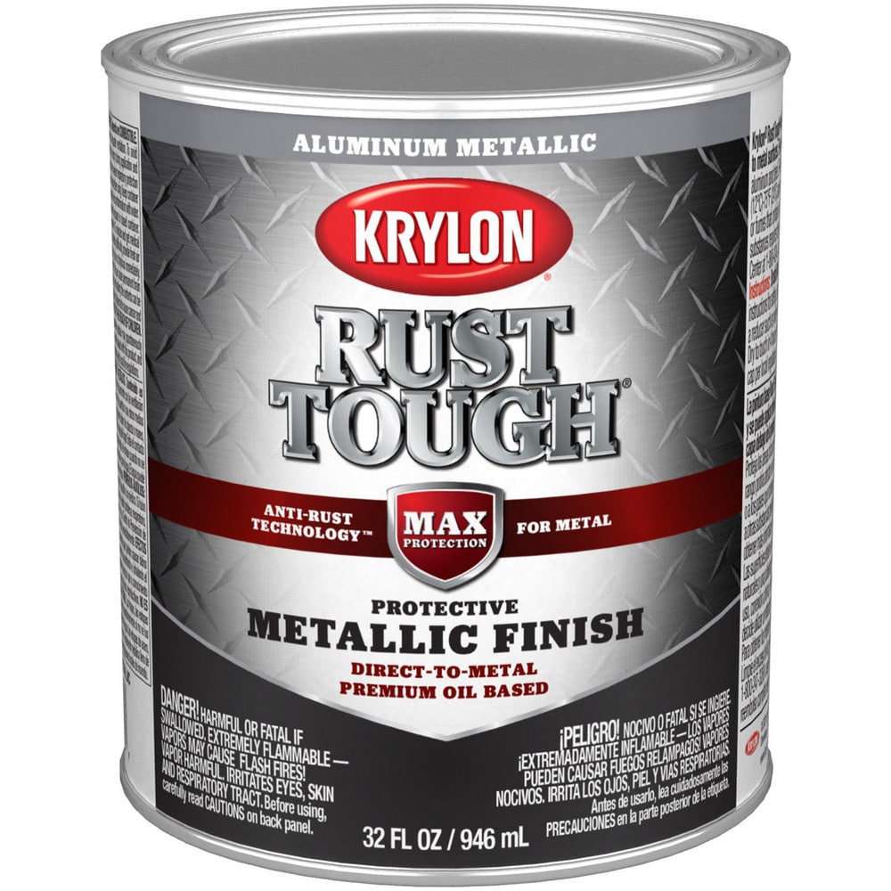 Brush-On & Anti-Rust Paint: 1 qt, Aluminum, Metallic Finish