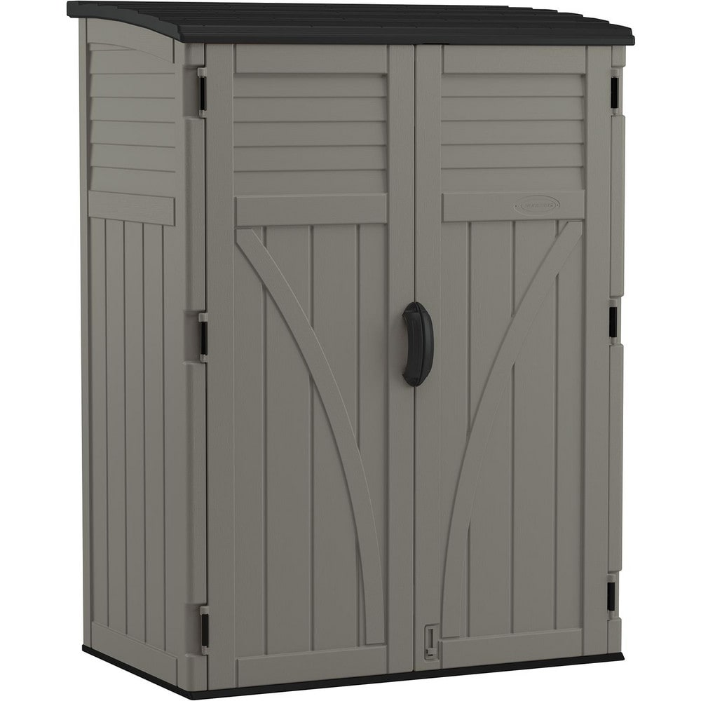 Sheds; Shed Type: Vertical Storage Shed; Overall Width: 53 in; Overall Depth: 32.5 in; Overall Height: 71.5 in; Overall Capacity: 54 ft³; Material: Resin; Color: Gray