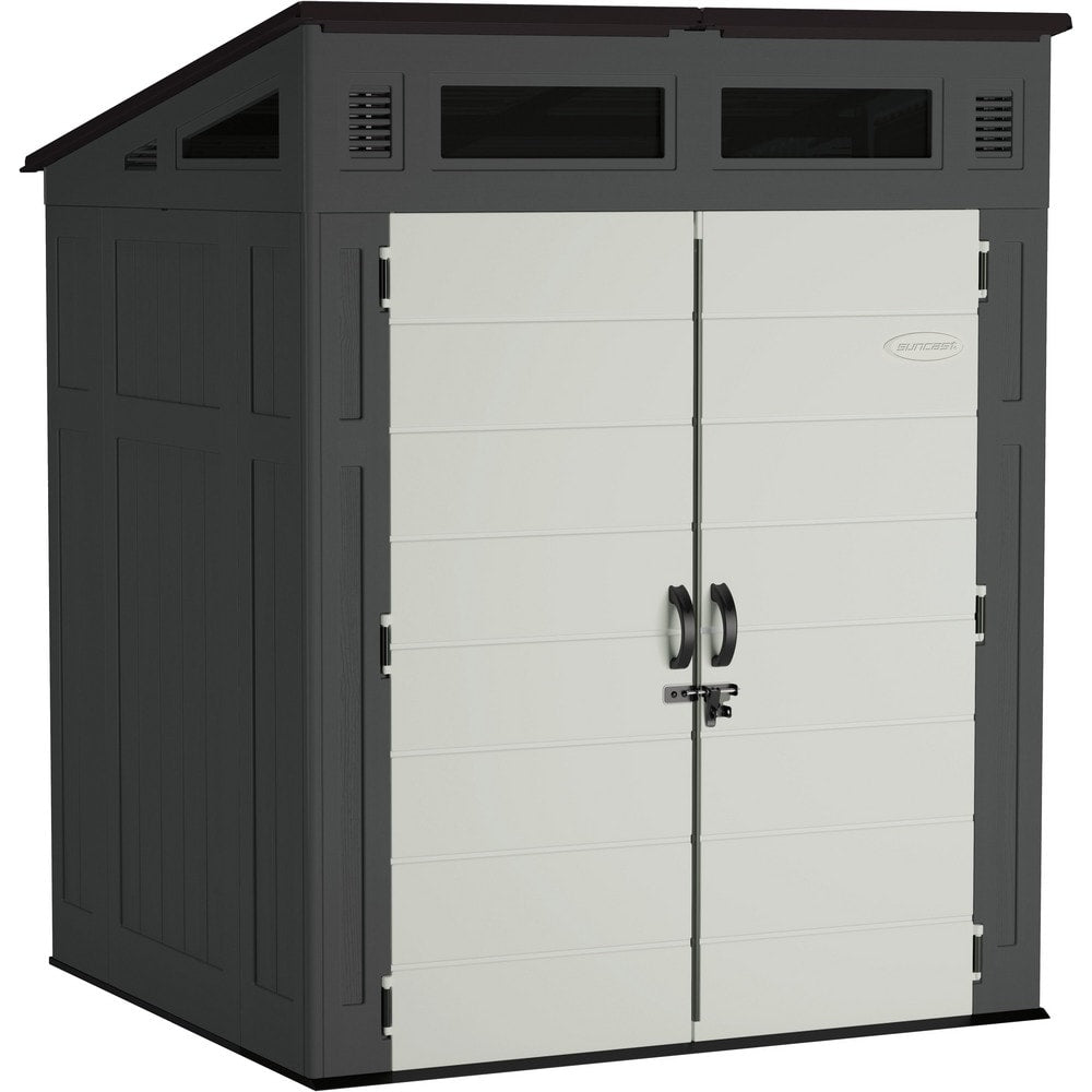Sheds; Shed Type: Vertical Storage Shed; Overall Width: 75 in; Overall Depth: 65.25 in; Overall Height: 89.75 in; Overall Capacity: 200 ft³; Material: Resin; Color: Gray