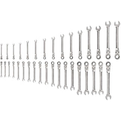 Ratchet Set & Combination Wrench Set: 34 Pc, Inch & Metric