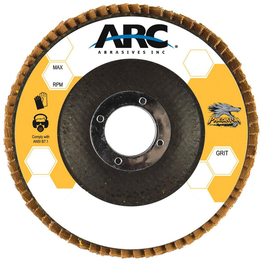 Flap Disc: 4-1/2" Dia, 7/8" Hole, 120 Grit, Ceramic Alumina, Type 29