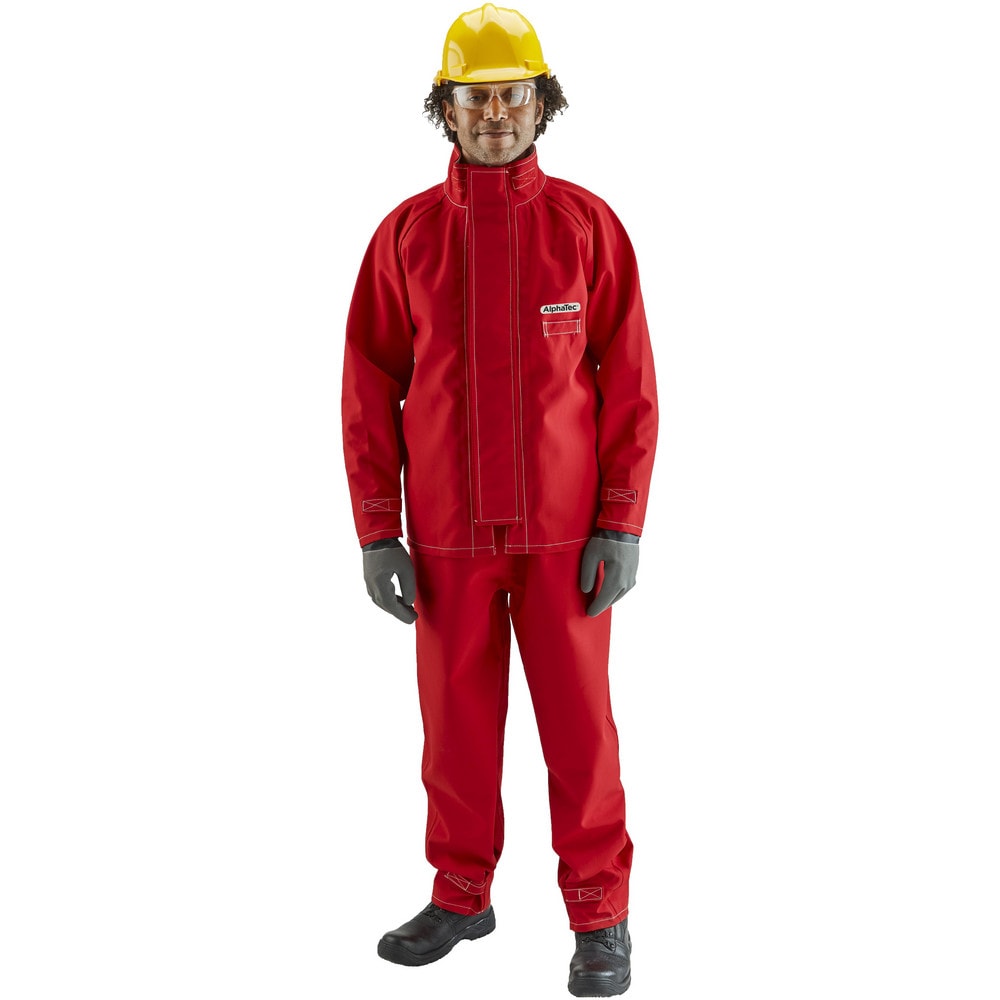 Rain & Chemical Resistant Jacket: 6X-Large, Red, 58-62" Chest, Polyester