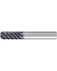 Corner Radius End Mill; 1″ Dia. × 2″ LOC × 1″ Shank Dia. × 5″ OAL ; 6 FL ; Carbide ; AlCr ; 0.09″ R