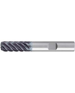 Corner Radius End Mill; 1″ Dia. × 2″ LOC × 1″ Shank Dia. × 5″ OAL ; 6 FL ; Carbide ; AlCr ; 0.09″ R