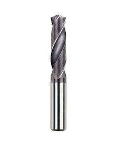 10.3 mm Dia. × 12 mm Shank × 55 mm Flute Length × 102 mm OAL, 3xD, TiAlCN, 2 Flute, Coolant Thru, h6, Cylindrical, Solid Carbide Drill Series/List #NG12
