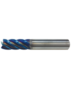 L9705 - 1/4″ Dia. × 3/8″ LOC × 1/4″ Shank Dia. × 2″ OAL, 5 Flutes, Carbide, AlTiN Coating, Square End Mill