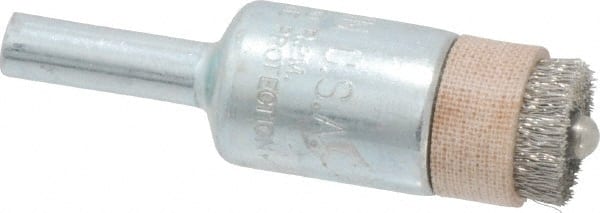 Anderson - 1/2" Brush Diam, Crimped, End Brush - 1/4" Diam Shank, 5/32" Pilot Diam, 20,000 Max RPM - Exact Tooling