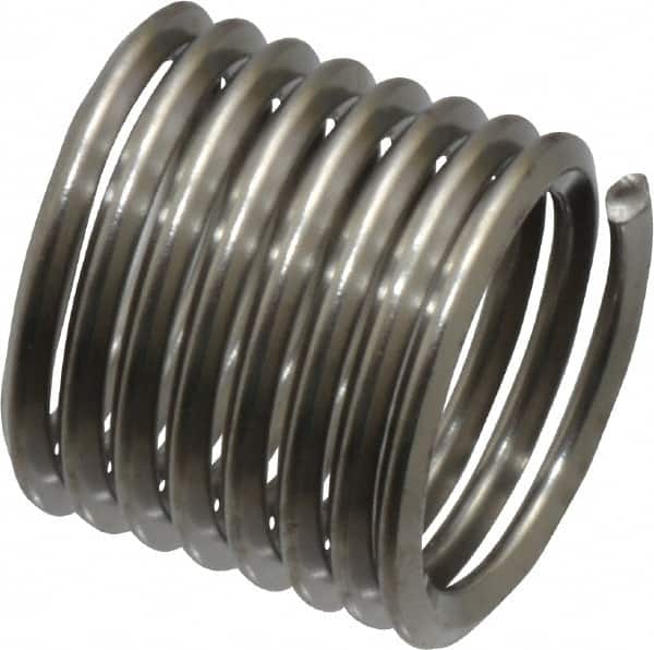 Heli-Coil - 1/4-28 UNF, 3/8" OAL, Free Running Helical Insert - 8-1/4 Free Coils, Tanged, Stainless Steel, Bright Finish, 1-1/2D Insert Length - Exact Tooling