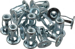 RivetKing - #10-24 UNC Thread, Clear Zinc Plated, Steel, Screwdriver Installed Rivet Nut - 0.075 to 0.12" Grip, 17/32" Flange Diam, 45/64" Long - Exact Tooling