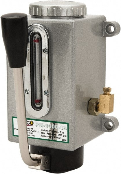 Trico - 450 cm Reservoir Capacity, 8 cm Output per Stroke, Manual Central Lubrication System - 100mm Wide x 200mm High, Oil, 5/16-24 Outlet Thread - Exact Tooling