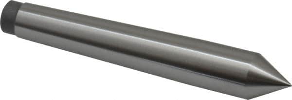 Value Collection - 0.48" Head Diam, Steel Standard Point Solid Dead Center - 1MT Morse Taper, 0.48" Point Diam, 3-5/32" OAL - Exact Tooling