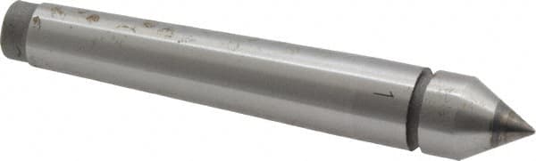 Value Collection - 0.48" Head Diam, Carbide-Tipped Steel Standard Point Solid Dead Center - 1MT Morse Taper, 0.48" Point Diam, 3.15" OAL - Exact Tooling