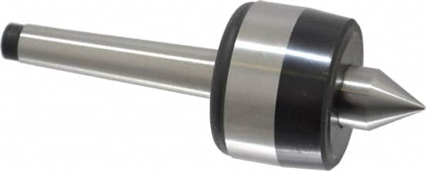 Bison - MT1 Taper Shank, 1-1/2" Head Diam 220 Lb Capacity Live Center - 5,000 Max RPM, 0.59" Point Diam, 0.7" Point Len, 220 Lb Max Workpc, 4.07" OAL, 0.7" Long Tip, Standard Point - Exact Tooling