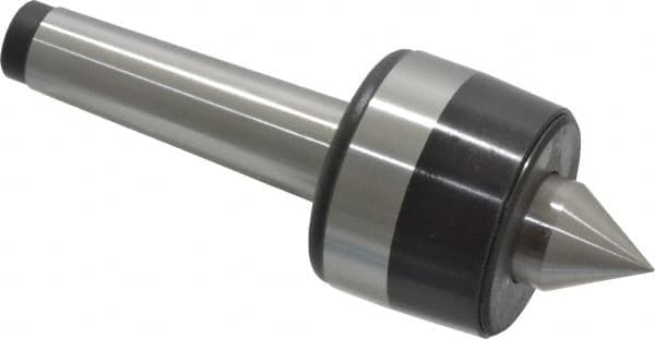 Bison - MT3 Taper Shank, 2.2" Head Diam 925 Lb Capacity Live Center - 4,000 Max RPM, 0.98" Point Diam, 1.12" Point Len, 925 Lb Max Workpc, 6.14" OAL, 1.12" Long Tip, Standard Point - Exact Tooling