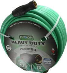 Made in USA - 75' Long Forever Hose - 5/8" Diam, 3/4" GHT, Rubber/Vinyl, 340 psi, All Season, Green - Exact Tooling