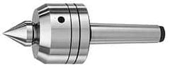 Royal Products - MT4 Taper Shank, 3-1/2" Head Diam 2,880 Lb Capacity Live Center - 3,500 Max RPM, 2.64" Head Length, 1-1/2" Point Diam, 1.79" Point Len, 1,070 Lb Max Workpc, 9" OAL, Changeable Standard Point - Exact Tooling