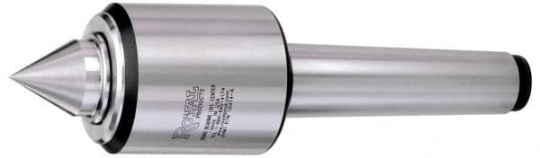 Royal Products - MT5 HD Taper Shank, 3.82" Head Diam 5,300 & 10,540 Lb Capacity Live Center - 3,000 Max RPM, 3.89" Head Length, 2" Point Diam, 2.31" Point Len, 5,240 Lb Max Workpc, 11-13/16" OAL, Standard Point - Exact Tooling