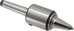 Royal Products - MT2 Taper Shank, 1.7" Head Diam 830 Lb Capacity Carbide Tipped Live Center - 12,000 Max RPM, 2.12" Head Length, 7/8" Point Diam, 1-3/4" Point Len, 180 Lb Max Workpc, 6-39/64" OAL, 3/8" Tip Diam, Long Point - Exact Tooling
