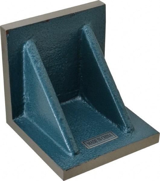 Interstate - 5" Wide x 5" Deep x 5" High Cast Iron Machined Angle Plate - Standard Plate, Flat Surface, Double Web, Single Plate - Exact Tooling