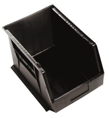 Quantum Storage - 75 Lb. Load Capacity, 16" Deep, Black Polypropylene Hopper Stacking Bin - 8" High x 11" Wide x 16" Long - Exact Tooling