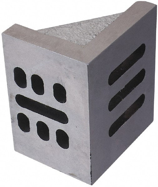 Interstate - 10" Wide x 6" Deep x 8" High Cast Iron Partially Machined Angle Plate - Slotted Plate, Through-Slots on Surface, Webbed, Single Plate - Exact Tooling