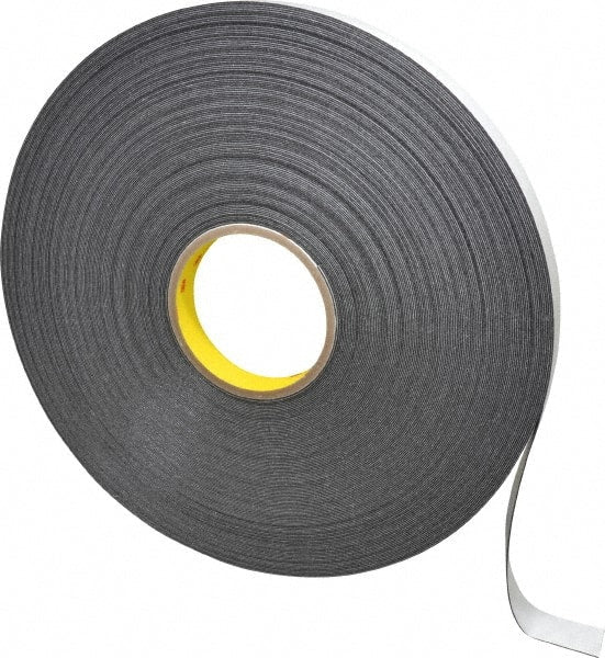 3M - 3/4" x 72 Yd Rubber Adhesive Double Sided Tape - 1/32" Thick, Black, Polyethylene Foam Liner, Continuous Roll, Series 4462B - Exact Tooling