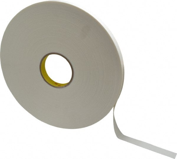 3M - 3/4" x 72 Yd Rubber Adhesive Double Sided Tape - 1/32" Thick, White, Polyethylene Foam Liner, Continuous Roll, Series 4462W - Exact Tooling
