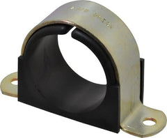 ZSI - 2 Pipe, Steel, Zinc Plated Pipe Strap with Cushion - 2 Mounting Holes - Exact Tooling