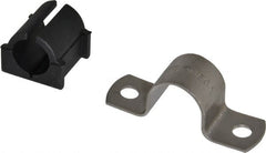 ZSI - 5/8" Tube, Grade 304 Stainless Steel, Tube Strap with Cushion - 2 Mounting Holes - Exact Tooling