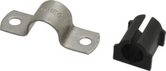 ZSI - 1/4 Pipe, Grade 304 Stainless Steel, Pipe Strap with Cushion - 2 Mounting Holes - Exact Tooling