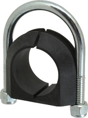 ZSI - 1-1/4" Pipe, Steel U Bolt Clamp with Cushion - Electro Galvanized, 3/4" Panel Thickness - Exact Tooling