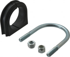 ZSI - 2-1/2" Pipe, Steel U Bolt Clamp with Cushion - Electro Galvanized, 1" Panel Thickness - Exact Tooling