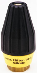Dirt Killer - 3,200 psi Rotating, Brass, Ceramic & Plastic, Rotary Scouring Pressure Washer Nozzle - 4.5mm Orifice Diam, 1/4" Thread, NPT, Yellow - Exact Tooling