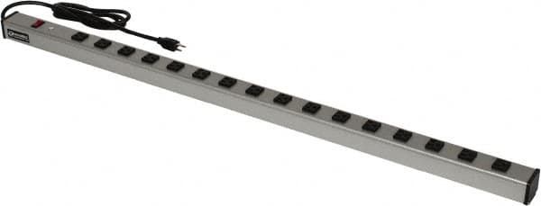 Wiremold - 16 Outlets, 120 Volts, 15 Amps, 6' Cord, Power Outlet Strip - Raceway Mount, 5-15 NEMA Configuration, 48" Strip, cULus Listed - Exact Tooling