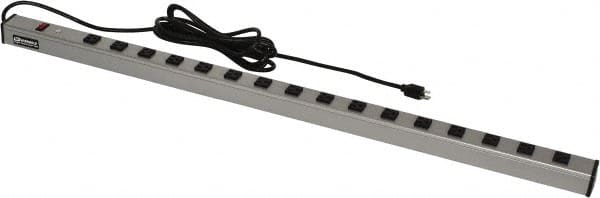 Wiremold - 16 Outlets, 120 Volts, 15 Amps, 15' Cord, Power Outlet Strip - Raceway Mount, 5-15 NEMA Configuration, 48" Strip, cULus Listed - Exact Tooling