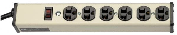 Wiremold - 4 Outlets, 120 Volts, 20 Amps, 15' Cord, Power Outlet Strip - Free Hanging Mount, 5-20 NEMA Configuration, 10-3/4" Strip, cULus Listed - Exact Tooling