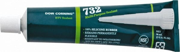 Dow Corning - 3 oz Tube Clear RTV Silicone Joint Sealant - -76 to 356°F Operating Temp, 20 min Tack Free Dry Time, 24 hr Full Cure Time, Series 732 - Exact Tooling