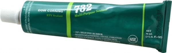 Dow Corning - 3 oz Tube Black RTV Silicone Joint Sealant - -76 to 356°F Operating Temp, 20 min Tack Free Dry Time, 24 hr Full Cure Time, Series 732 - Exact Tooling