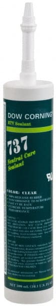 Dow Corning - 10.1 oz Cartridge Clear RTV Silicone Joint Sealant - -85 to 350°F Operating Temp, 14 min Tack Free Dry Time, 24 hr Full Cure Time, Series 737 - Exact Tooling