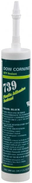 Dow Corning - 10.1 oz Cartridge Black RTV Silicone Joint Sealant - -49 to 392°F Operating Temp, 75 min Tack Free Dry Time, 24 to 72 hr Full Cure Time, Series 739 - Exact Tooling